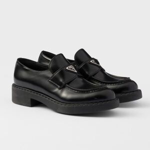 Prada Women’s Chocolate Brushed Black Loafers